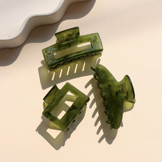 Jade Green Hair Claw Clips