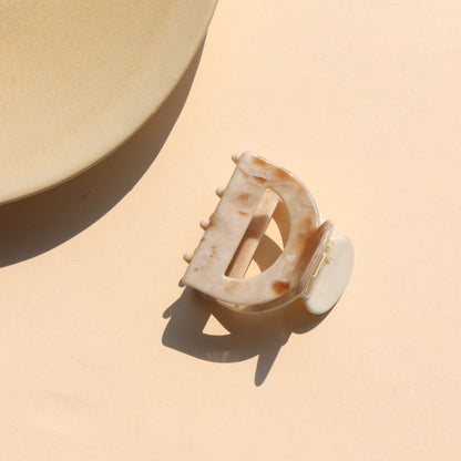 Marbled Ivory Hair Claw Clips